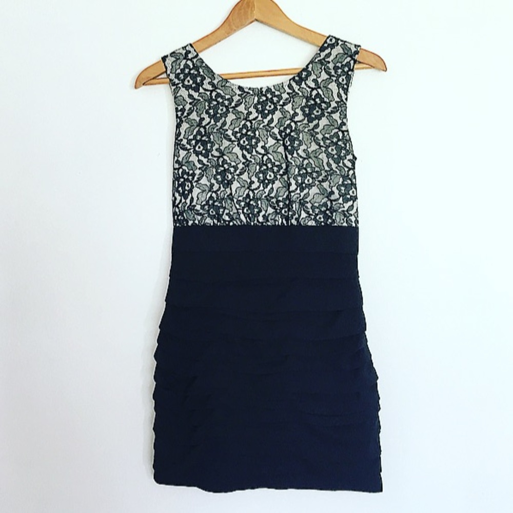 Express lace ruffle tiered dress